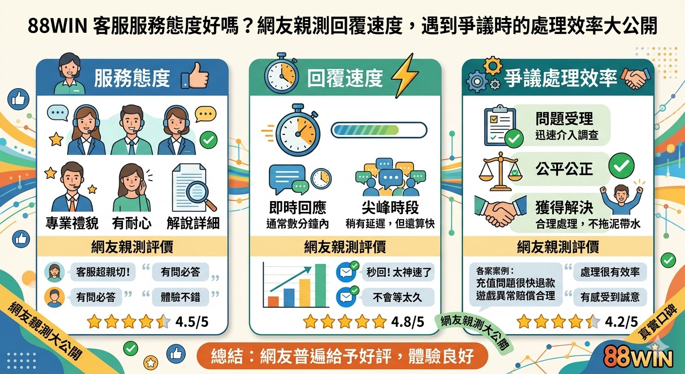 88win客服服務態度好嗎？網友親測回覆速度，遇到爭議時的處理效率大公開